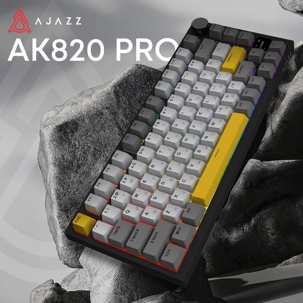 Клавіатура бездротова Ajazz AK820 Pro Flying Fish Switch Black RGB With Screen (AK820PRO-FF-BGY) ( 18427 ) Харків - фото 6