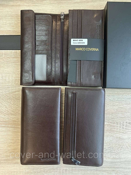 Солидный кожаный мужской купюрник на магнитах коричневого цвета Marco Coverna 047-695 Киев - изображение 1