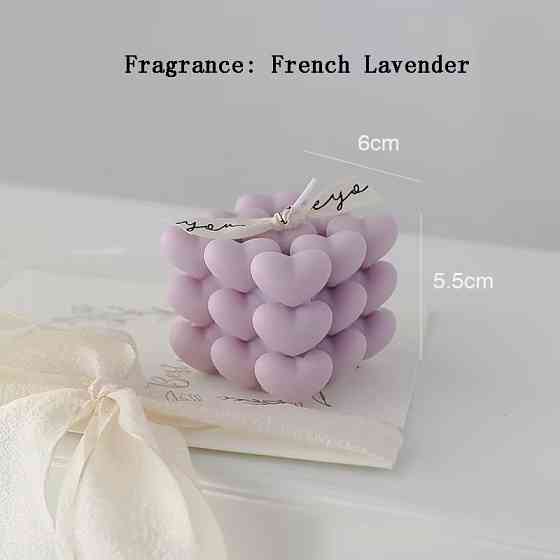 Свічка ароматична "Кубик сердець" ручної роботи у фіолетовому кольорі Кам'янець-Подільський