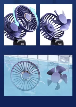 Міні ручний акумуляторний вентилятор Mini Fan з індикатором заряду на 5 швидкостей із підставкою для телефону Одеса