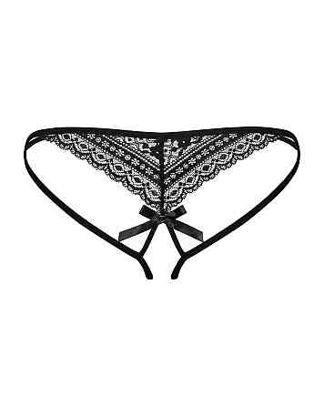 Жіночі стрінги - Obsessive Picantina Crotchless Thong Black - L/XL Sex Aura Київ