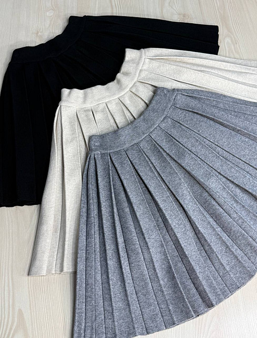 Спідниця жіноча A-N 9956 в’язана тепла у складку на резинці, бежевий, one size Київ - фото 18