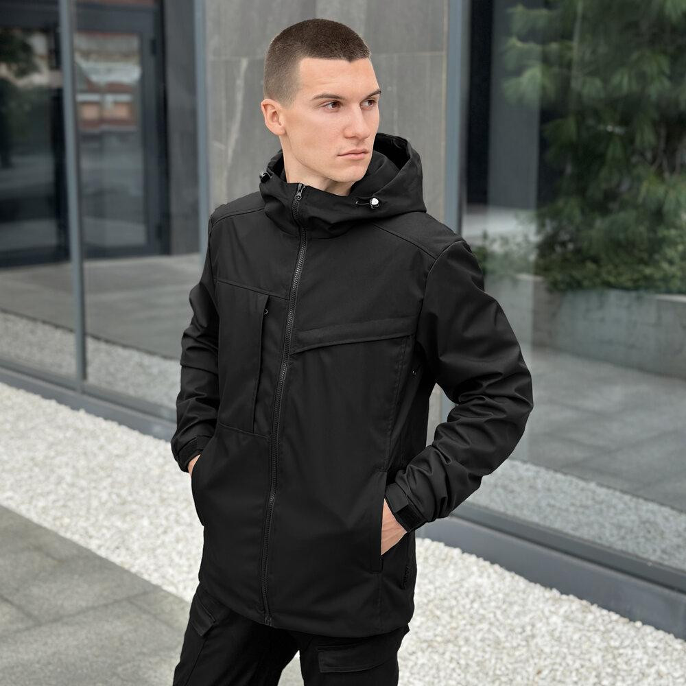 Осіння чоловіча чорна куртка із даймонд-котону Pobedov Shum Київ - фото 1