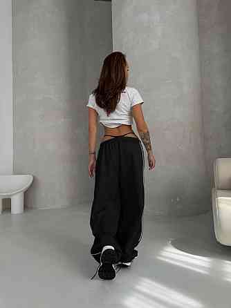 Жіночі стильні штани оверсайз-джогери двонитка Чорний Одеса