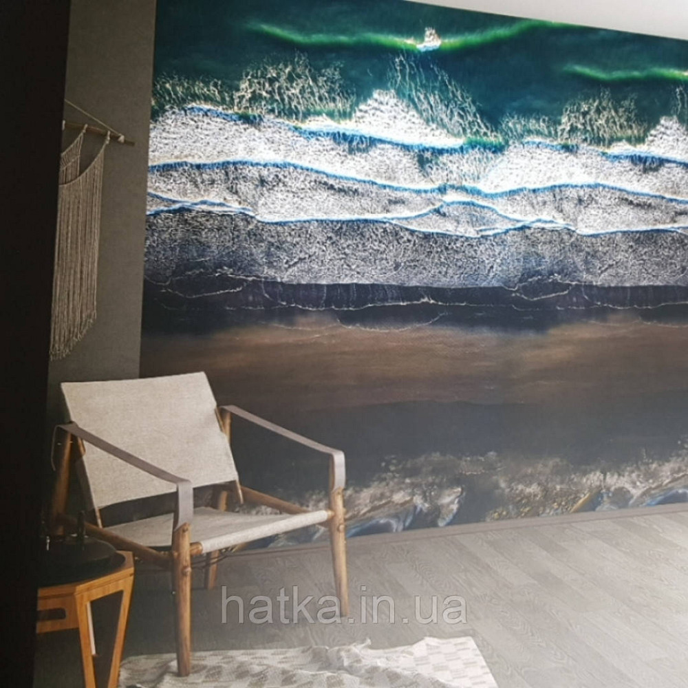 Шпалери вінілові на флізелін Marburg Dune 32546 панно мурал еко абстракція чорний білий бірюзовий Київ - фото 1