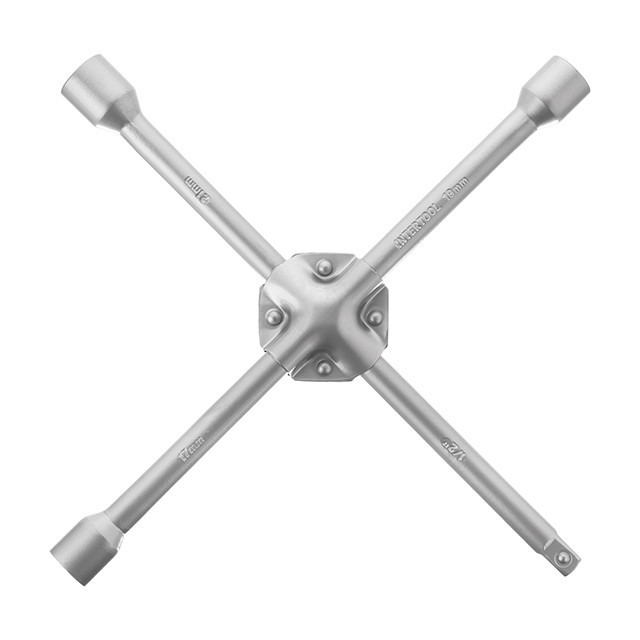 Ключ балонний хрестовий, укріплений, 1/2", 355×16 мм, 17×19×21 мм INTERTOOL HT-1604 Київ - фото 1