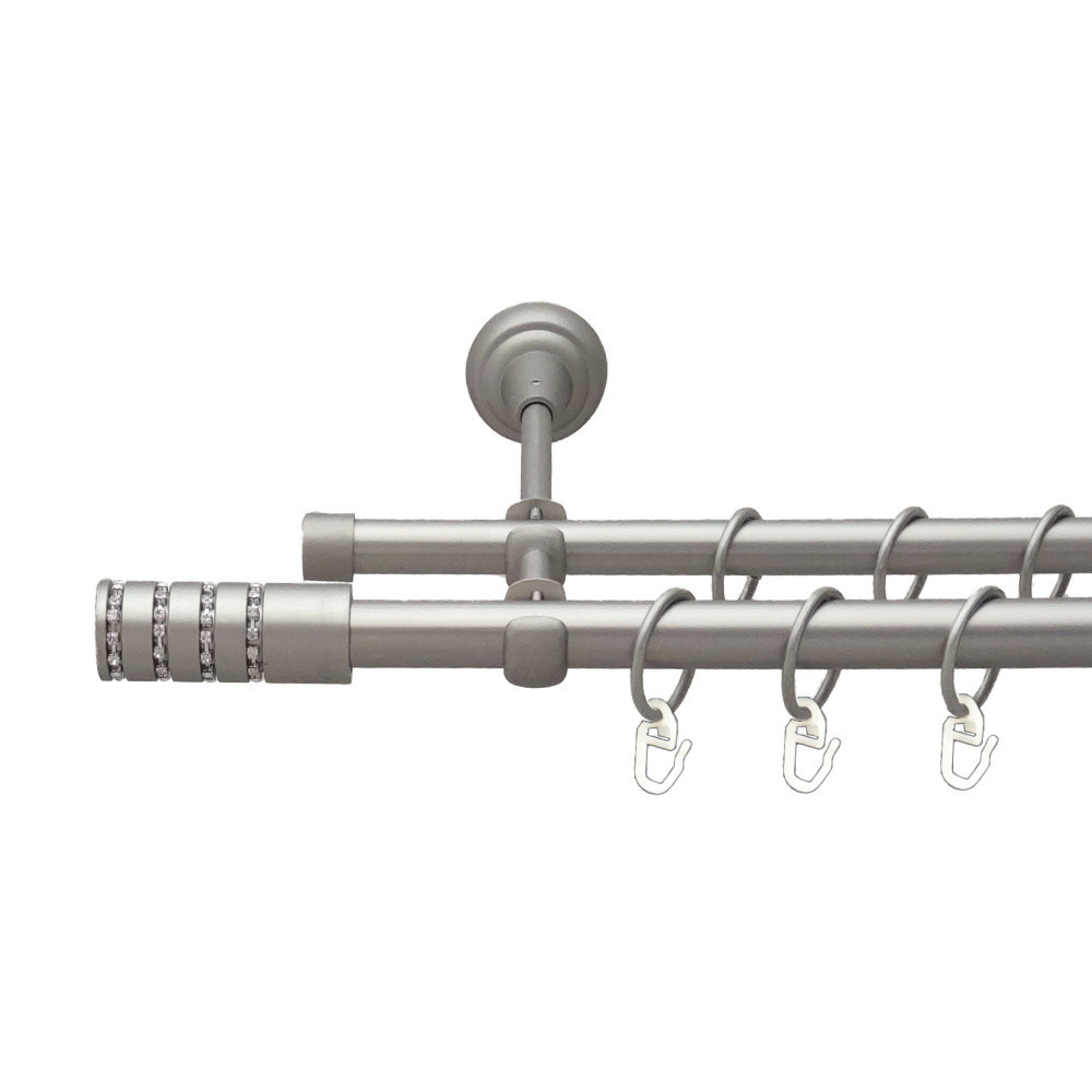 Карниз Orvit Барамелла металевий дворядний відкритий гладка труба кільце металеве Сатин 19\16 мм 240 см Львов - изображение 1