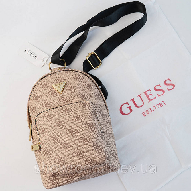 Женская сумка "бананка", слинг на пояс и на грудь Guess (7519) коричневая Киев - изображение 1