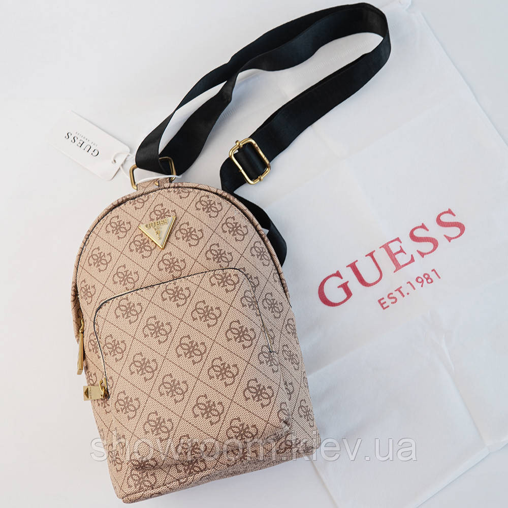 Жіноча сумка "бананка", слінг на пояс та на груди Guess (7519) коричнева Київ - фото 1