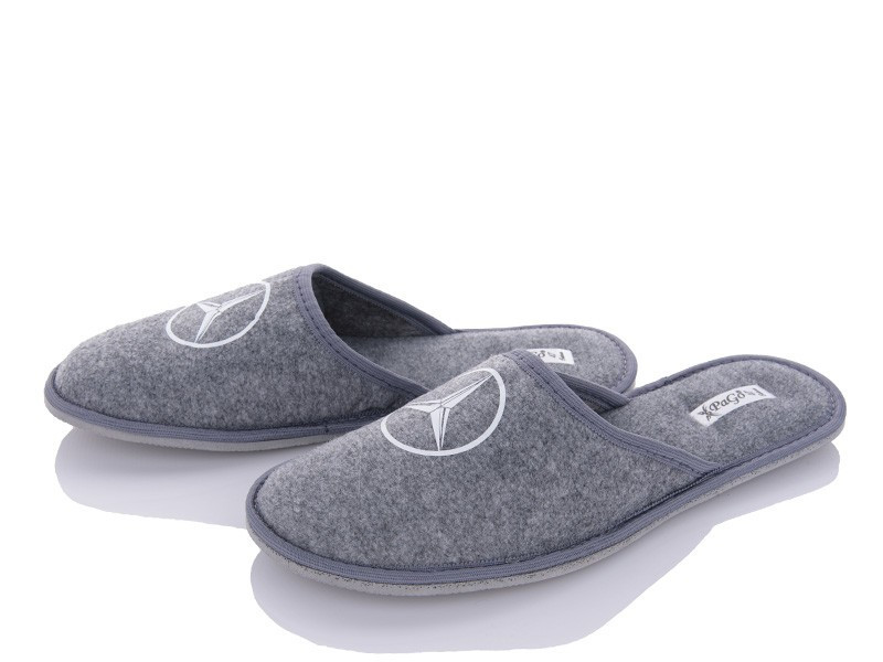 Тапочки мужские закрытый носок комнатные фетр серый  тм 