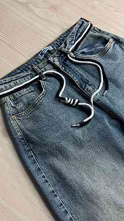 Джинсы женские Mikaletta 9521-1 SKATER оверсайз широкие с поясом винтажные синие, синий, 25, 25, 74 см, 100 см Киев