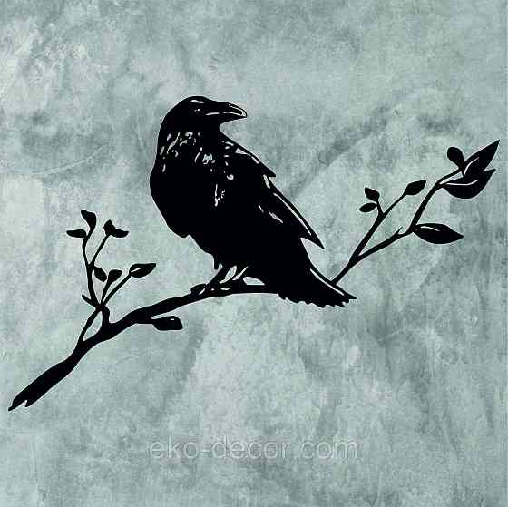 Декоративное настенное Панно «Ворон на ветке», Декор на стену 110*70 см Киев