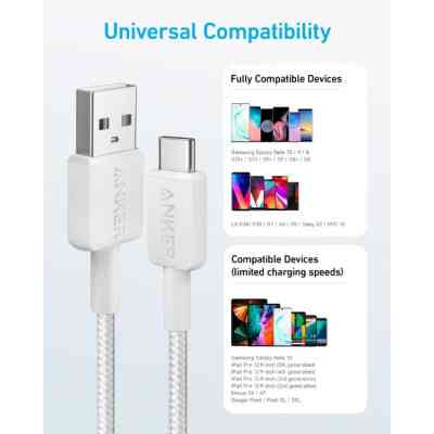 Дата кабель USB 2.0 AM to Type-C 0.9m 322 White Anker (A81H5H21/A81H5G21) Винница