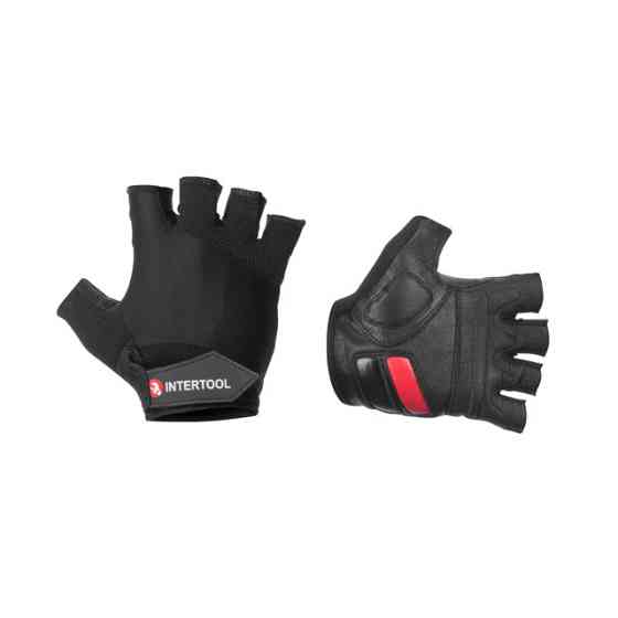 Рукавичка без пальців, шкіряна, гелеві та гумові вставки на долоні, вставки з дихаючого неопрену на тильній стороні, фіксація Київ