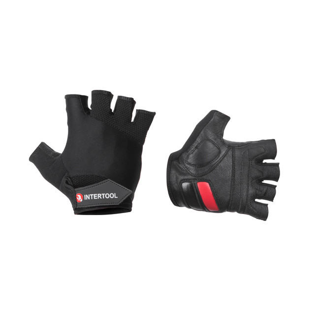 Рукавичка без пальців, шкіряна, гелеві та гумові вставки на долоні, вставки з дихаючого неопрену на тильній стороні, фіксація Киев - изображение 1