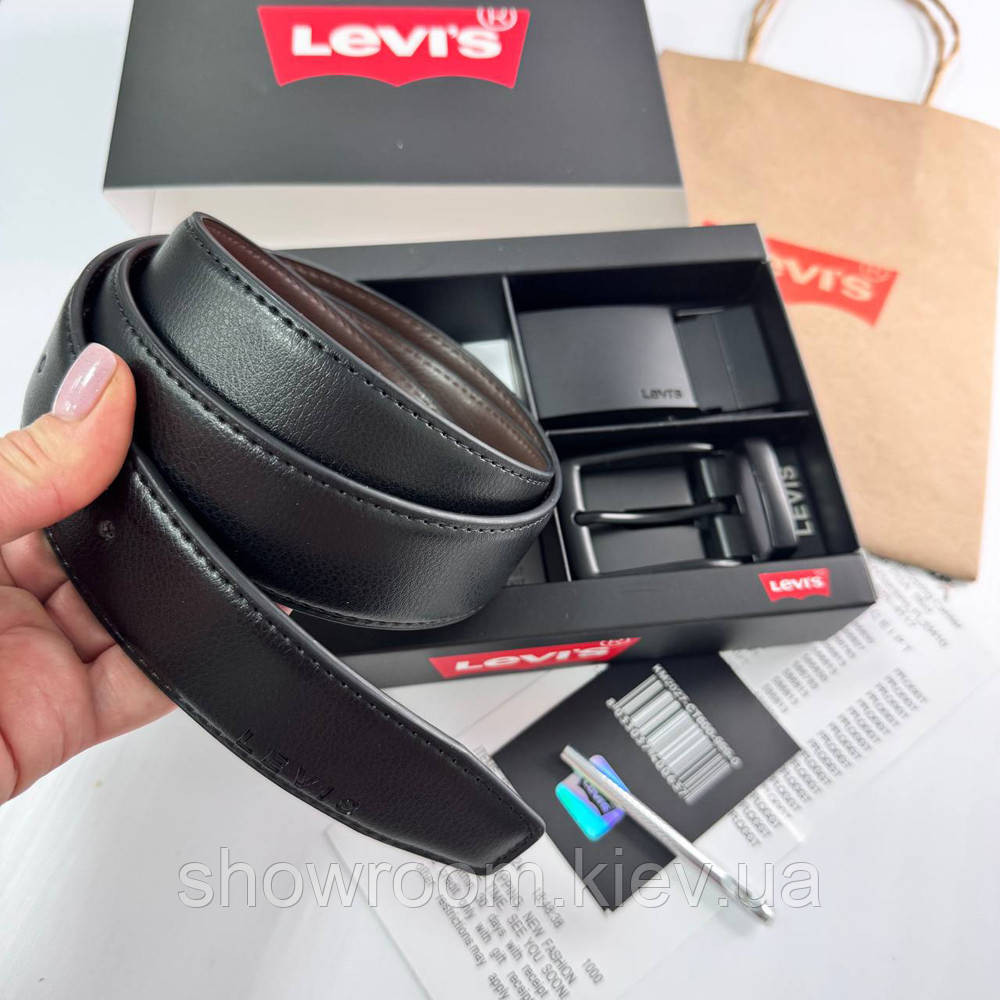 Чоловічий подарунковий набір ремінь із двома пряжками (517) Київ - фото 5