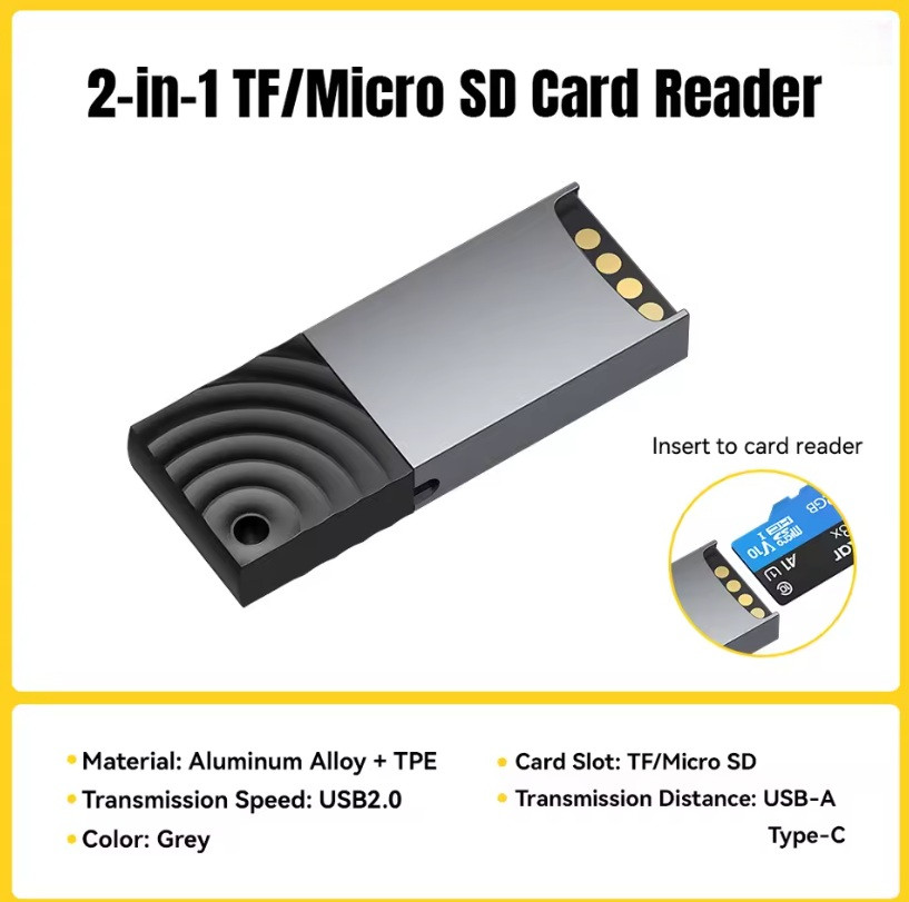 Essager кардрідер 2 в 1 TF SD з роз’ємами Type C та USB A адаптер для карт пам’яті для ПК і ноутбука Миколаїв - фото 2