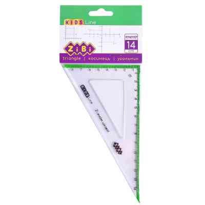 Лінійка ZiBi Kids Line Косинець 140мм, 90°/60° з салатовою смужкою, блістер (ZB.5622-15) Вінниця