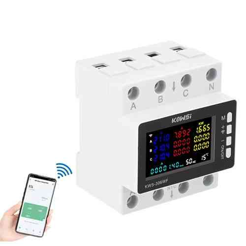 Wi-Fi лічильник електроенергії трифазний 220 В 80 А KWS-306WF на DIN-рейку із захистом та моніторингом Київ