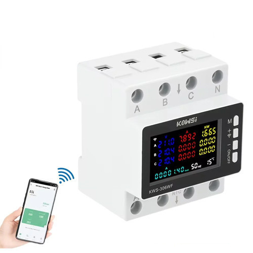 Wi-Fi счётчик электроэнергии трёхфазный 220 В 80 А KWS-306WF на DIN-рейку с защитами и мониторингом Киев - изображение 4