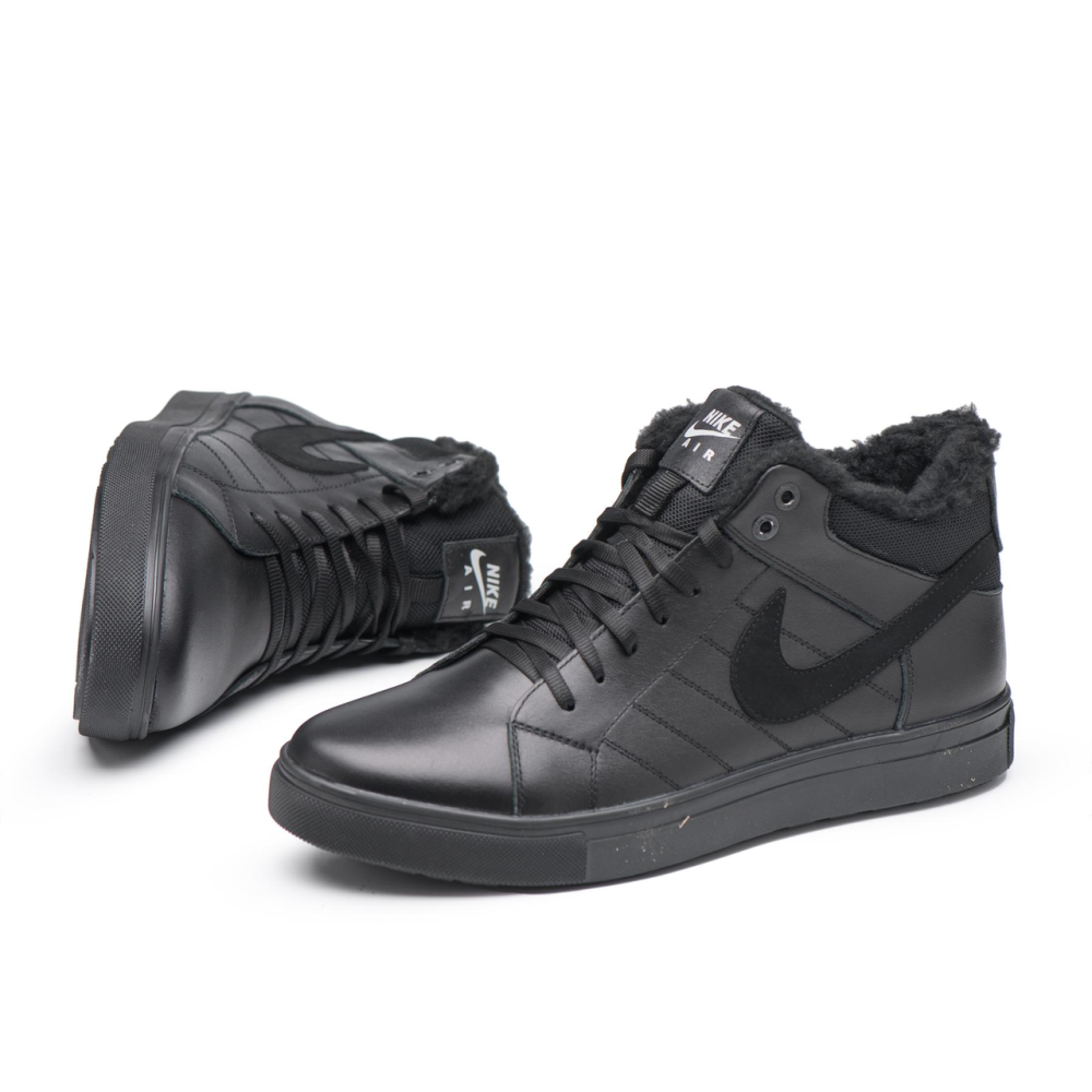 Чоловічі теплі зимові стильні черевики з натуральної шкіри та хутра Nike N8-1 зима Харків - фото 3