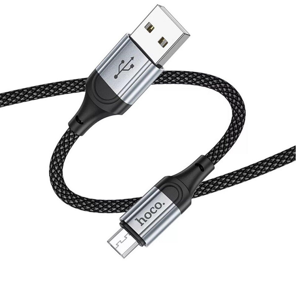 Кабель HOCO X102 USB - Micro 2.4A, 1m, nylon, aluminum connectors, Black 6942007608763 Одесса - изображение 2