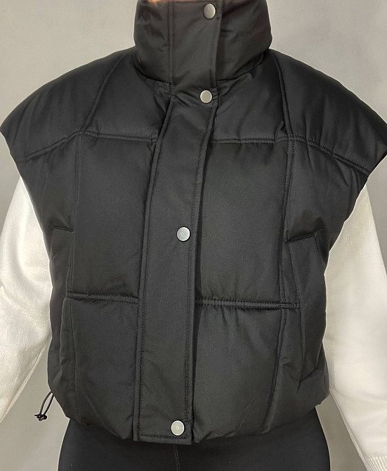 Жилетка жіноча HAIZIYUAN 535 укорочена широка оверсайз спущене плече чорна, чорний, M Київ - фото 16