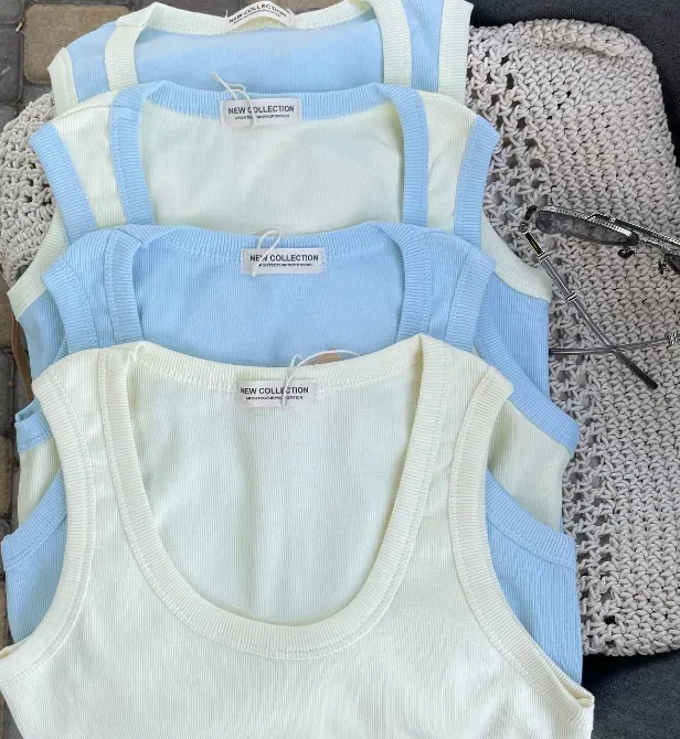 Жіноча майка в рубчик кашкорсе — базова бавовняна майка на літо Одеса - фото 3