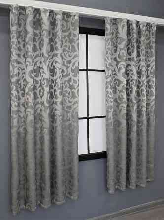 Комплект коротких штор VR-Textil Жакард Вензель № 293ш Сірий 130х170 см 2 шт (35-0017) Київ