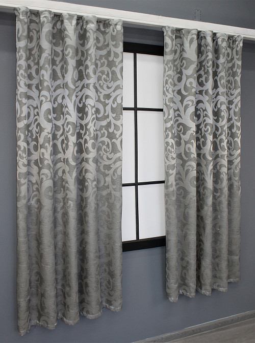 Комплект коротких штор VR-Textil Жаккард Вензель № 293ш Серый 130х170 см 2 шт (35-0017) Киев - изображение 4