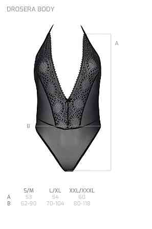 Боді Passion DROSERA BODY black, L/XL, високі вирізи, верх на зав’язках Sex Aura Київ