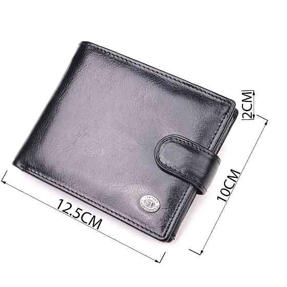 Класичний чоловічий гаманець середнього розміру із натуральної шкіри ST Leather 19412 Чорний Київ