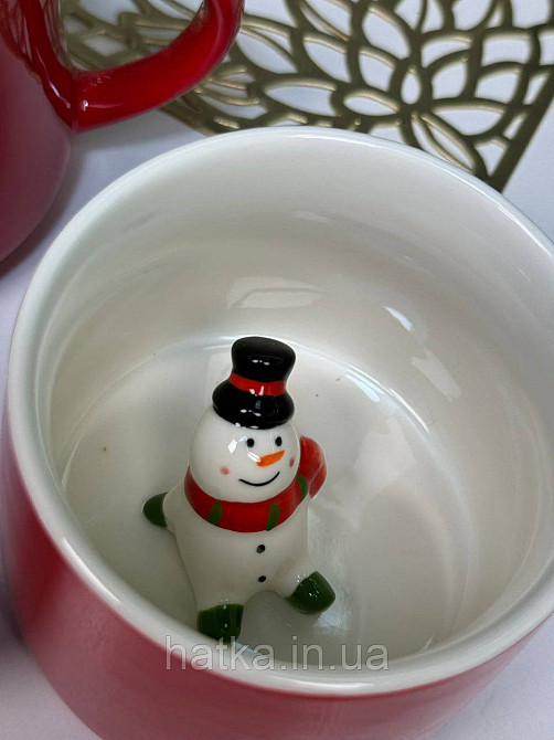 Кухоль керамічний новорічний Olens "Сюрприз-сніговик" 350 мл 102-1022 Київ - фото 2