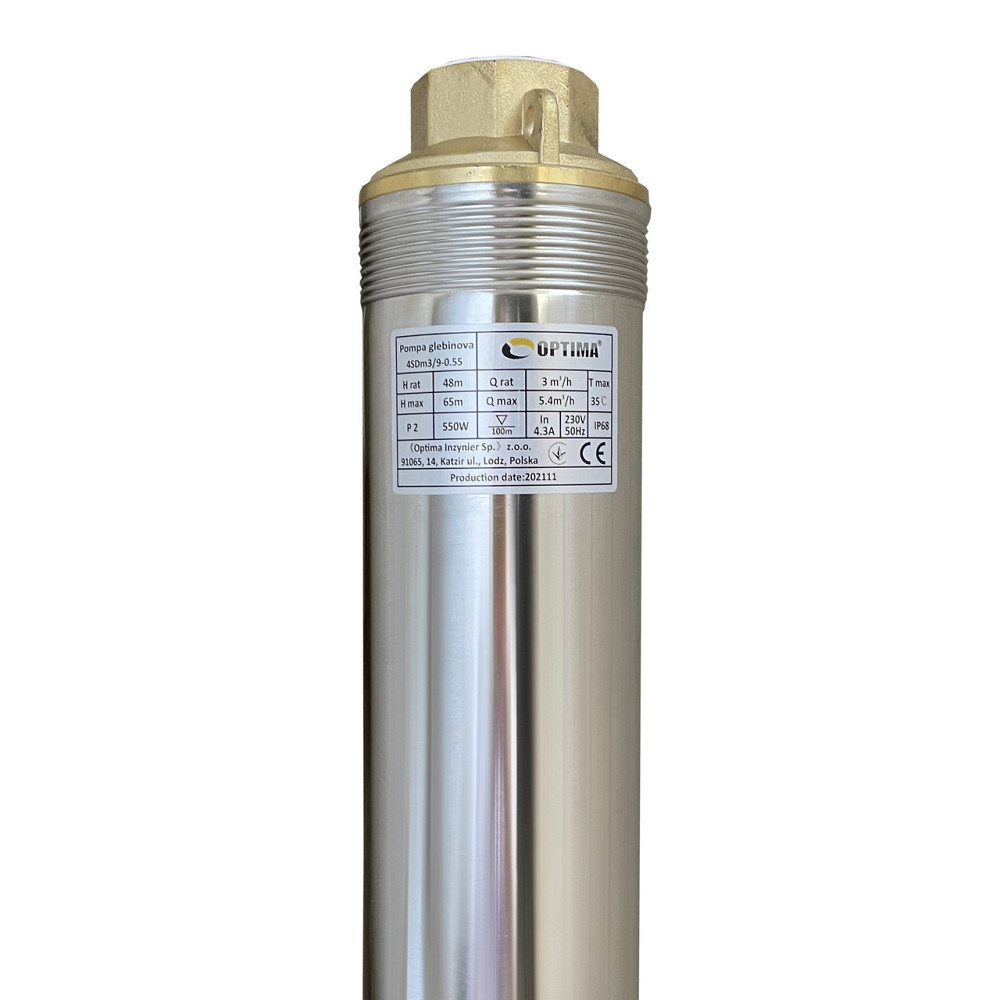 Насос свердловинний з підв. стійк. до піску OPTIMA 4SDm3/ 9 0.55 кВт 65м + пульт+кабель 1,5м NEW (000023123) Київ - фото 2
