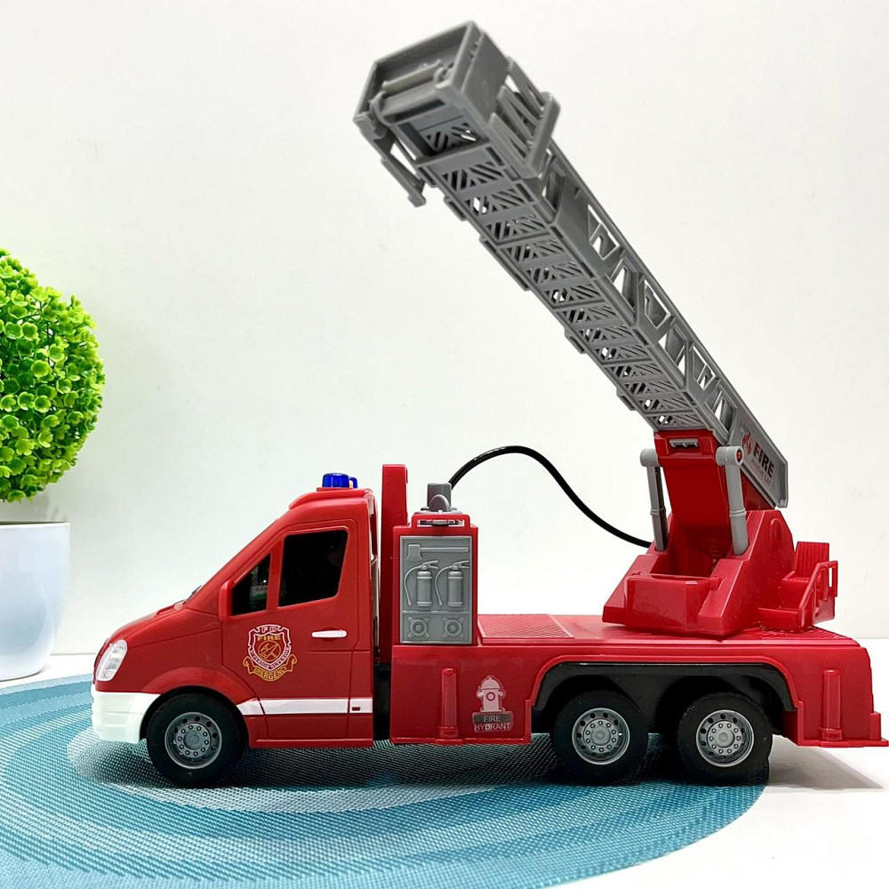 Машинка пожежна 27 см гумові колеса рухомі деталі звук світло Червона (JS139-40) Чернігів - фото 5