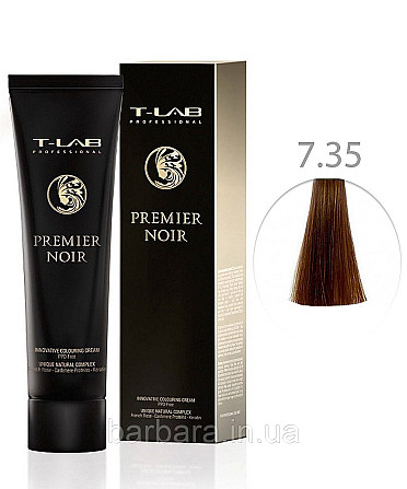 Крем-краска для волос T-LAB Professional Premier Noir Colouring Cream 7.35 Блондин золотистый махагон Киев - изображение 1