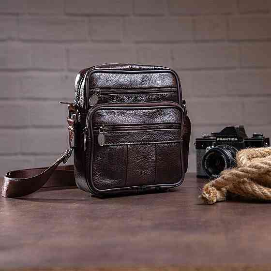 Сумка чоловіча шкіряна Vintage 14987 Коричнева Київ