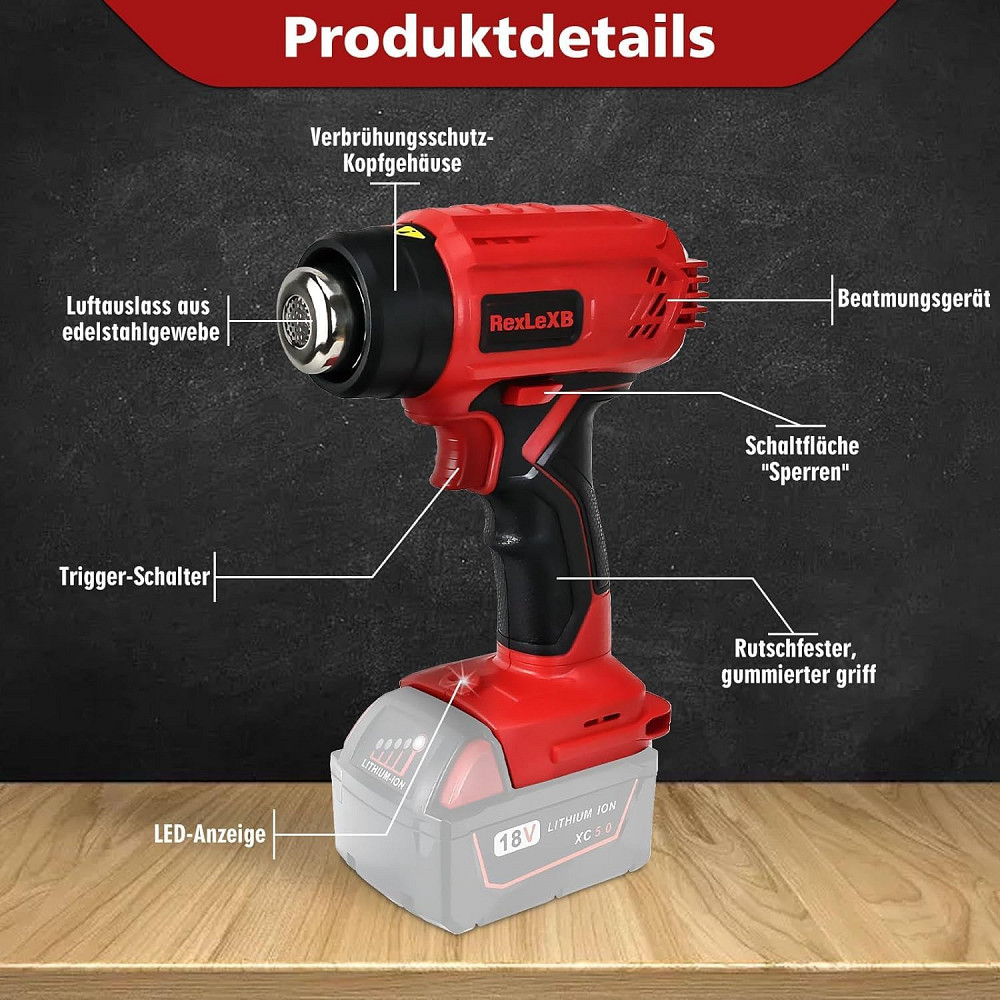 Акумуляторний будівельний фен Cordless Heat Gun —без акумулятора Луцьк - фото 4