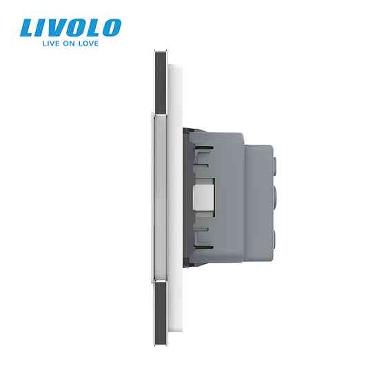 LIVOLO Потрійна електрична розетка з заземленням LIVOLO, біла, скляна рамка, шторки, 250В 16А ( Коломия