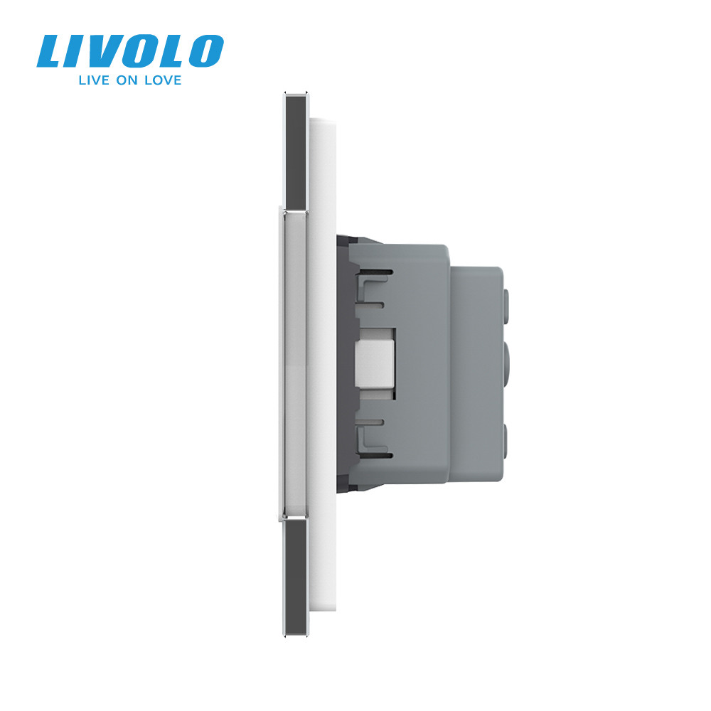 LIVOLO Потрійна електрична розетка з заземленням LIVOLO, біла, скляна рамка, шторки, 250В 16А ( Коломия - фото 6