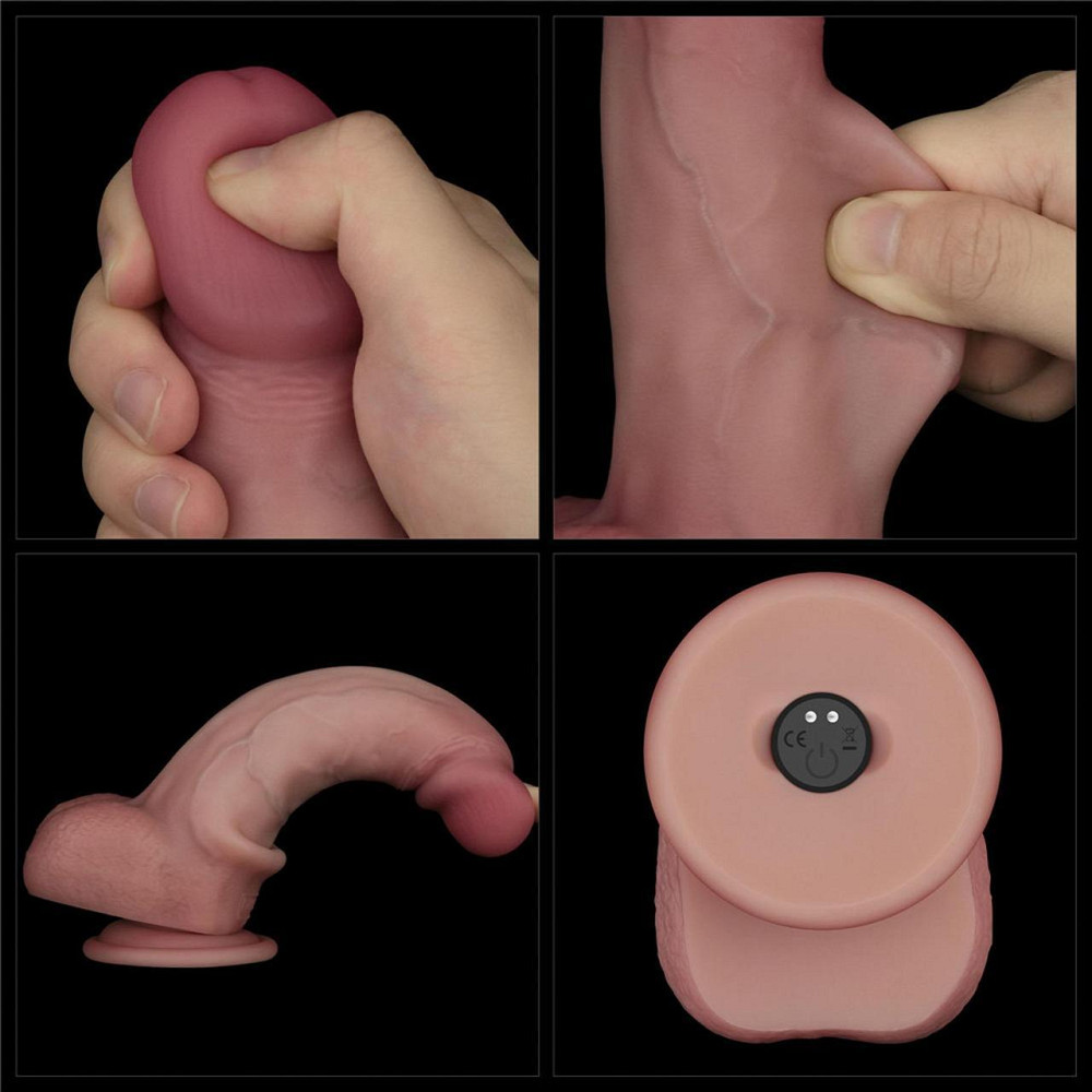 Реалістичний вібратор - Vibrating Sliding Skin Pro II Dual Layer Silicone Dong 8" Flesh Sex Aura Київ - фото 7