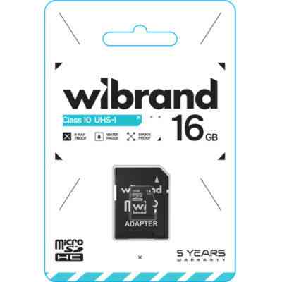 Карта памяти Wibrand 16GB microSD class 10 UHS-I (WICDHU1/16GB-A) Винница