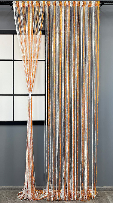 Штори-нитки з люрексом Білий з помаранчевим 300х300см 1 шт (61-128) Київ - фото 3