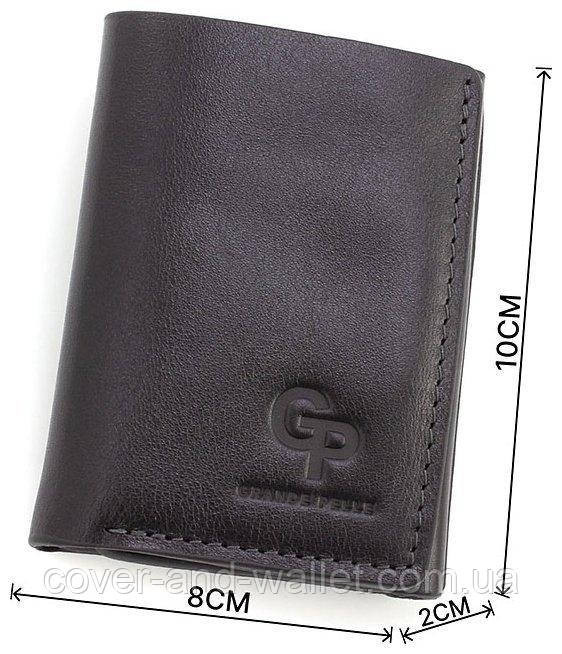 Универсальный мини кошелек вертикального типа из натуральной кожи черного цвета Grande Pelle Киев - изображение 3
