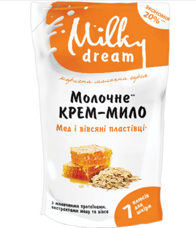 Крем-мило 1000мл Мед і вівсяні пластівці (дой-пак) Milky Dream Житомир