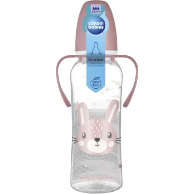 Пляшечка для годування Canpol babies CUTE ANIMALS стандартна з ручками 250 мл рожева (11/845_pin) Вінниця - фото 3