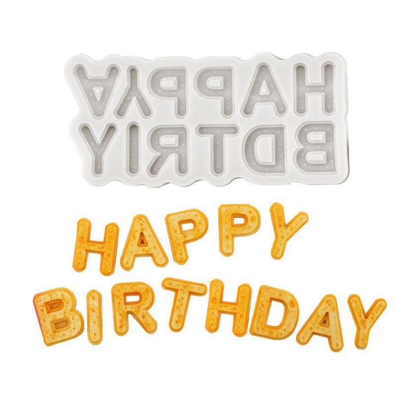 Молд силиконовый Happy Birthday 131 на 60 мм серый Киев - изображение 4