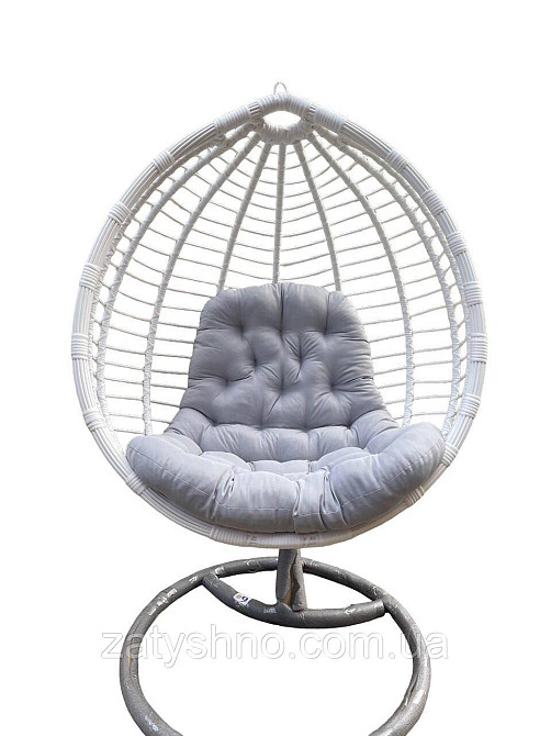 Кокон із ротанга з сірою подушкою Київ - фото 8