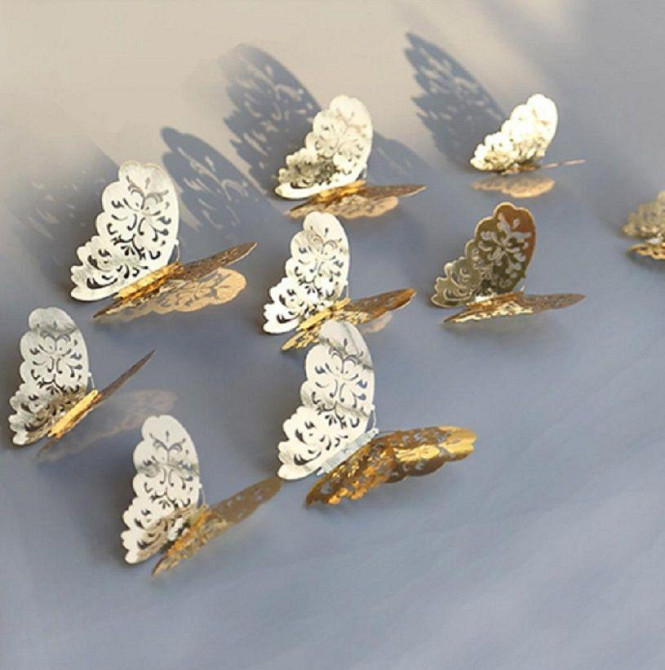 Бабочки золотые декоративные - в набор 12шт. Киев - изображение 2