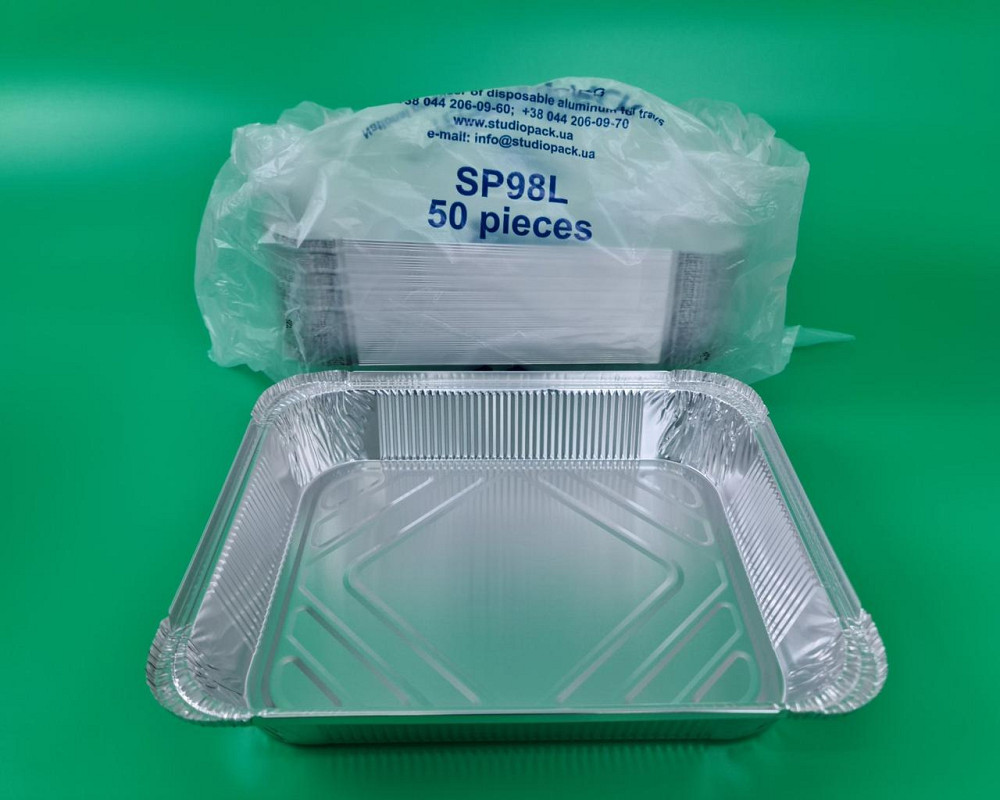 Контейнер из пищевой алюминиевой фольги прямоугольный 3100мл SP98L 50 штук (1 пачка) Харьков - изображение 1